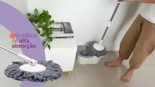 Mop girat&oacute;rio com balde e esfreg&atilde;o giro fit - Simplo