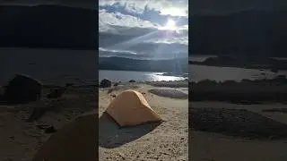 Norway beautiful wild camping on a beach at Nesvatn. #bicycletouring #wildcamping