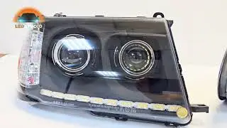 Фары светодиодные Toyota Land Cruiser 100. Тюнинг комплект. Квадро Bi Led.