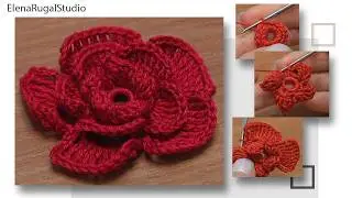 Crochet Rose Flower/Step by Step Video Tutorial Crochet Flower/Author's Design