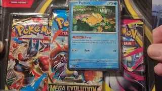 Opening a 3 Pack Blister of Mega Evolution with Psyduck cosmo foil Promo. 