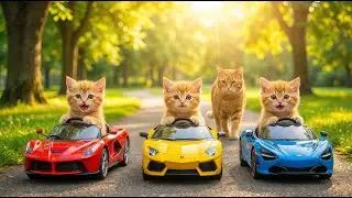 Mama Cat's Heart MELTS as Kittens Go WILD in Lamborghini & Ferrari Supercars! 🐱❤️🚗😍