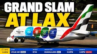 🎾✈️ Emirates A380 Grand Slam Livery Lands & Departs LAX