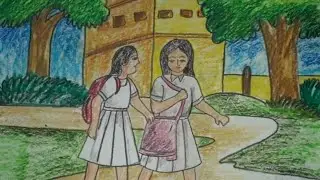 How to draw School going girl step by step || How to Draw Cute School Girl Easy