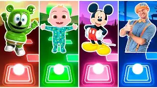 Gummy Bear VS Cocomelon VS Mickey Mouse VS Blippi Coffin Dance. 🎶Tiles Hop EDM Rush!