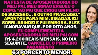 Na festa de aposentadoria do meu pai, meu irmão brindou: “Ao papai, criador de um vencedor…”