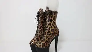 Sorbern Leopard Women Boots Pole Dance Stripper Heels Peep Toe
