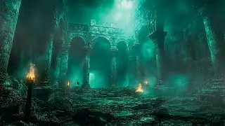 Mysterious Ancient Church | Dark Ambient Insect Sounds, Fire Sounds and Echoes | Fantasy Relaxation
