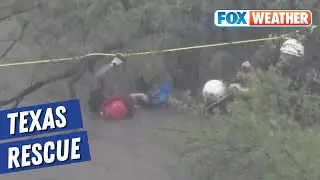 Drone Video Shows 5 Rescued from Rushing Floodwater in Texas