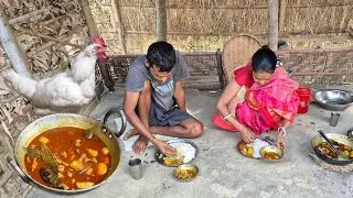 Chicken Curry । Village Style Chicken Recipe Cooking And Eating By Mother and Son 