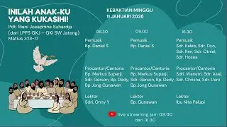 Ibadah Minggu, 11 Januari 2026. Pukul 09.00 WIB - GKI NGUPASAN YOGYAKARTA