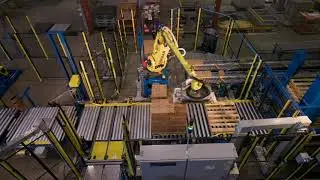 Robotic Case Palletizing System with Dual Lane Infeed, EXPA Stretch Wrapper and &nbsp;Dual Load Stacker
