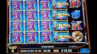 Glitter Diamonds Slot Machine Bonus - 10 Free Games Win with Expanding Reels + Stacked Symbols