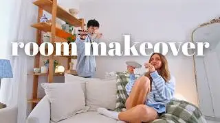 *extreme* room makeover (coastal aesthetic on a budget, shopping + DIY shelf!)