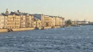 Historical buildings on the Palace Embankment and the Neva river - St Petersburg, Russia