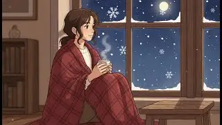 Snowy Evening Inside a Cozy Kitchen | Ghibli-Style Winter Calm