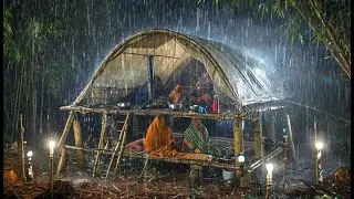 КЕМПИНГ ВО ВРЕМЯ СИЛЬНОГО ДОЖДЯ С НЕВЕРОЯТНЫМИ ГРОМАМИ // Борьба в лесу в поисках укрытия