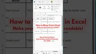 Wrap Text in Excel Like a Pro! 🔠 | Quick & Easy Trick! | Day3, Video 4 #excel #excelshorts