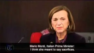 Italian Welfare Minister Elsa Fornero breaks down in tears during austerity measures announcement