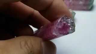 Blue cap perfect terminated pinkish tourmaline crystals from Kunar, Afghanistan.