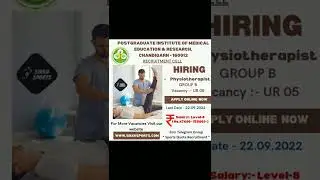 Physiotherapist Government Jobs 2022 &para; PGIMER Chandigarh Group B Notification Released Apply Online