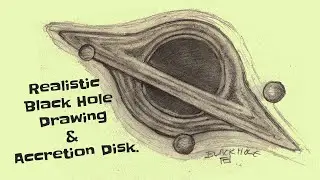 Realistic Black hole drawing with accretion disk.