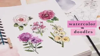 Sketchy Watercolor Doodles | 5 Summer Flowers