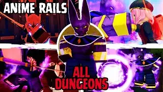 Anime Rails Alpha - All Dungeons Boss Fights [Solo Run] - Roblox