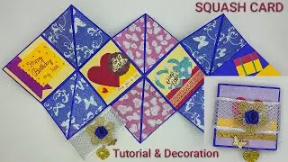 Squash Card tutorial &  decoration | Handmade Birthday Greeting Card ideas for Scrapbook