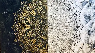 Large textured golden silver wall art painting by LiBo