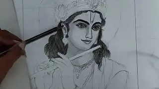 Divine Lord Krishna Portrait Drawing | Spiritual Pencil Art