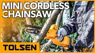 TOLSEN Mini Chainsaw 8 Inch Cordless Battery Powered Chainsaw with Brushless Motor