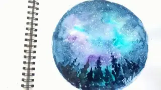How to paint a galaxy forest using watercolors