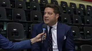 Forlì, l'assessore allo Sport Kevin Bravi mostra il nuovo look del Pala Galassi