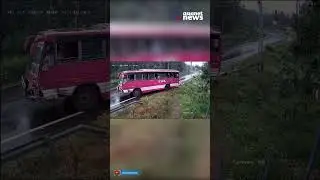 പാലക്കാട് നനഞ്ഞ റോഡിൽ തെന്നി നീങ്ങി സ്വകാര്യ ബസ്; അപകടം ഒഴിവായത് തലനാരിഴയ്ക്ക്