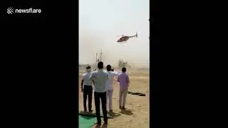 Anxious moments as helicopter carrying Indian politician spins out of control