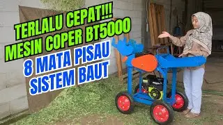 SUPER CEPAT !!! Mesin Coper Rumput BT5000 8 Mata Pisau + Mesin Proquik + Ban Angkong #mesincacah