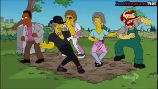 The Simpsons - Springfielders dance on Mr.  Burns' grave