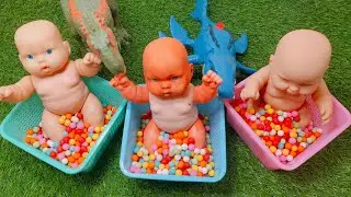 Rainbow Satisfying Video | Mixing Candy in  Color BathTubs with Grid Ball Slime & Magic PlayDoh ASMR