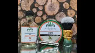 Muhle R41 head w/RazoRock Halo handle, Stirling Peach soap & aftershave