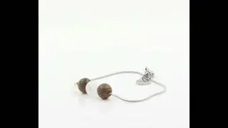 Stainless steel bracelet 1 Cracked Quartz from Brazil + wood 8 mm Bead.