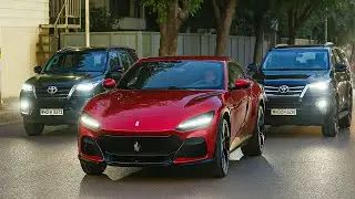 Akash Ambani Spotted in Ferrari Purosangue at Mumbai Airport