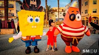 𝗦𝗨𝗡𝗦𝗘𝗧 𝗖𝗔𝗠𝗘𝗢: SpongeBob and Patrick Strike Poses at Muscle Beach