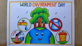 Environment Day Drawing| World Environment Day Poster drawing| Save Earth Poster drawing|Save Nature