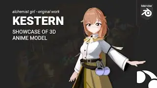 Kestern (Alchemist girl) - 3D Anime model for Blender | Original work