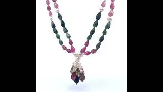 Natural Tourmaline with Pearl Multi Color Gemstone Necklace Jewelry