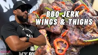 🔥 BBQ Jerk Wings & Thighs on the Grill | Spicy, Smoky, & Irresistible! 🌶️🍗