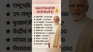 भारत के नेताओं की सैलरी कितनी है । Ministers salary in India. #shorts #gk #salary