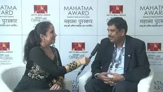 Sumanta Kar Secretary General SOS Children's Village of India speaking after receiving Mahatma Award