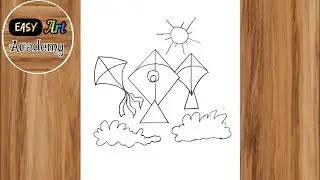 सबसे आसान पतंग ड्राइंग | Makar Sankranti Special Drawing for Beginners